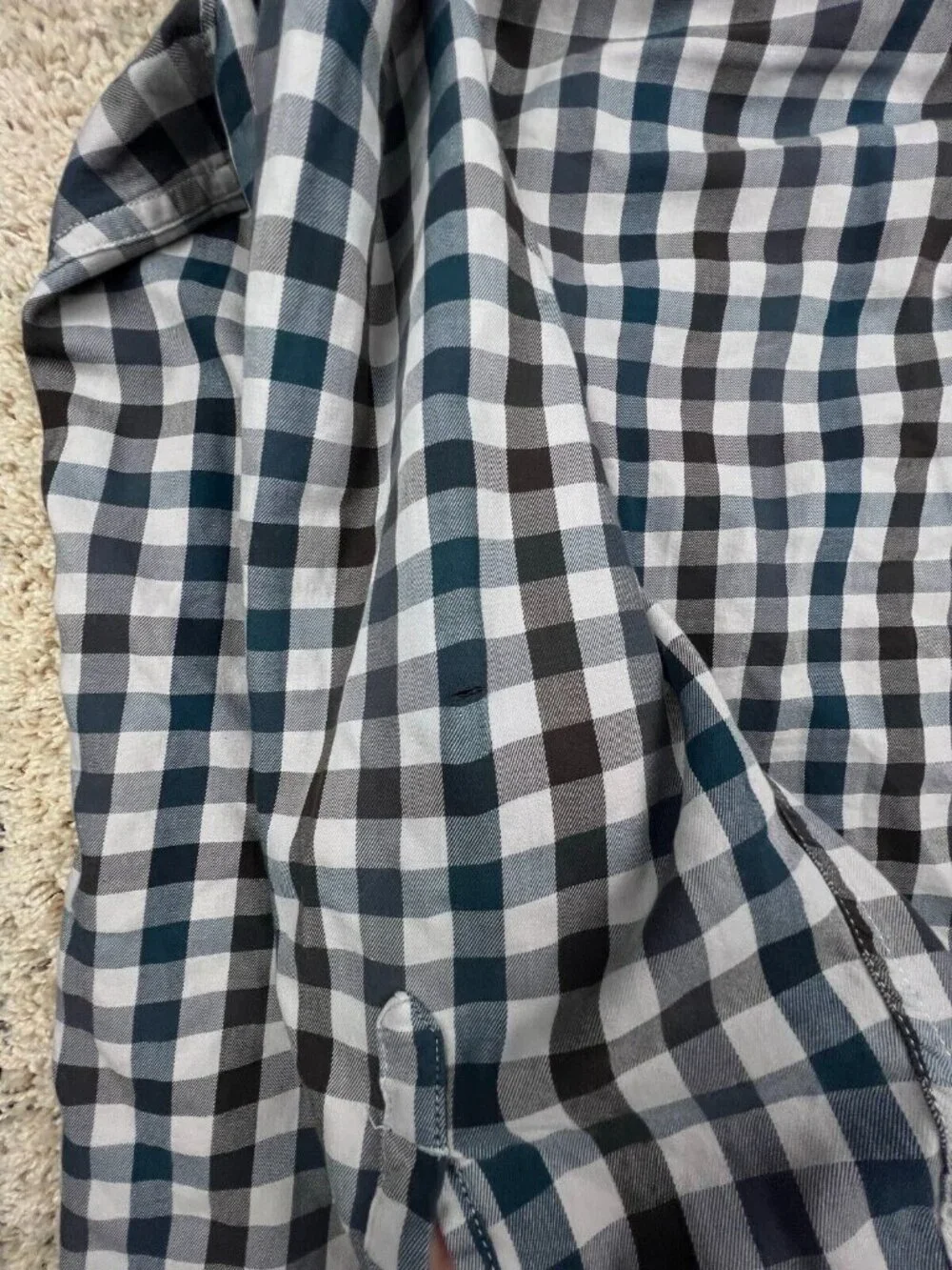 The North Face Button Up Shirt Men 2XL Gray Check Cotton Long Sleeve Lightweight